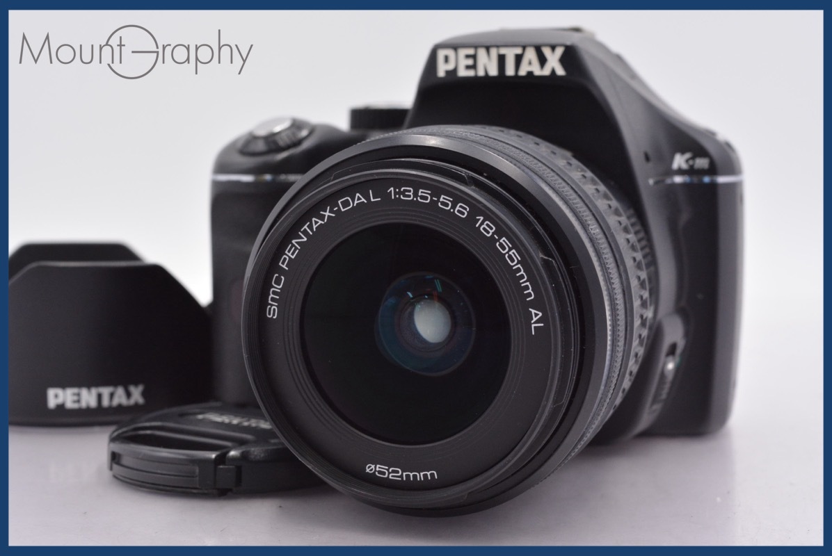 ペンタックス PENTAX K-m + PENTAX SMC PENTAX-DA L 18-55mm F3.5-5.6 AL 単三電池仕様 前後キャップ、フード付 #mj8084