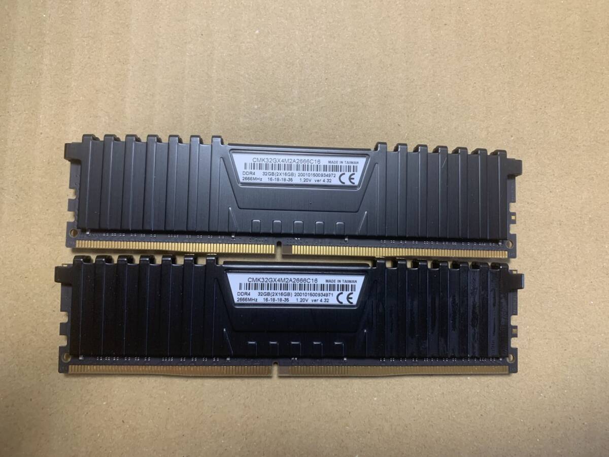 J ★中古品 Corsair VENGEANCE LPX 32GB (2×16GB) DDR4 2666MHz デスクトップPC用 メモリー 計32GB★