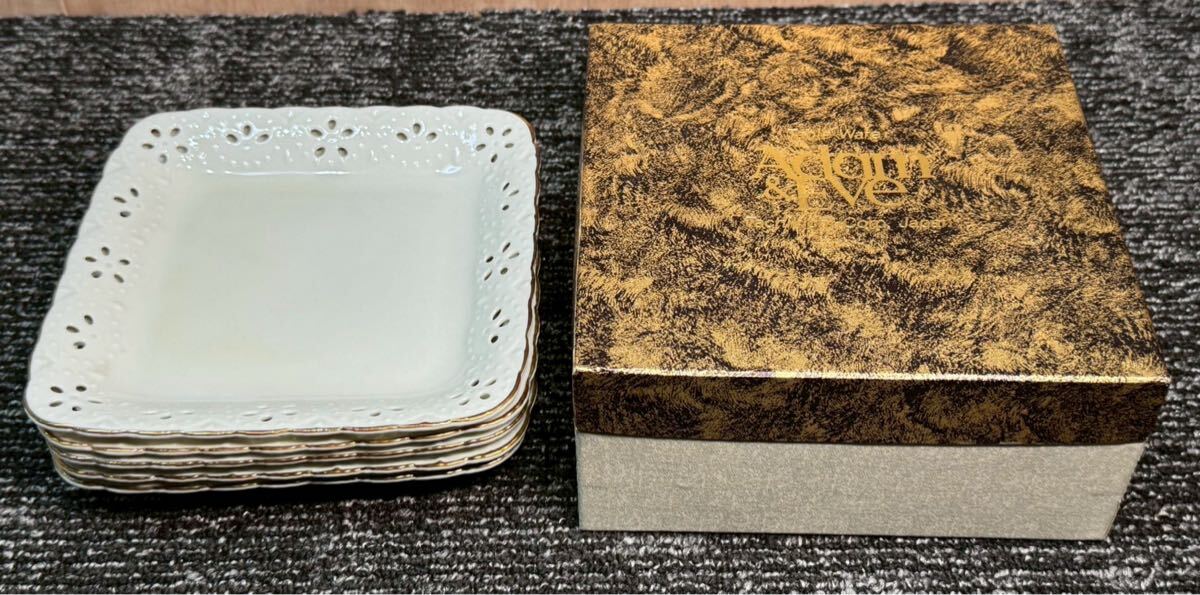 20260122-8 長期保管品　 たち吉　Adam&Eve プレート 皿5枚　 角皿　 食器　アダム&イブ