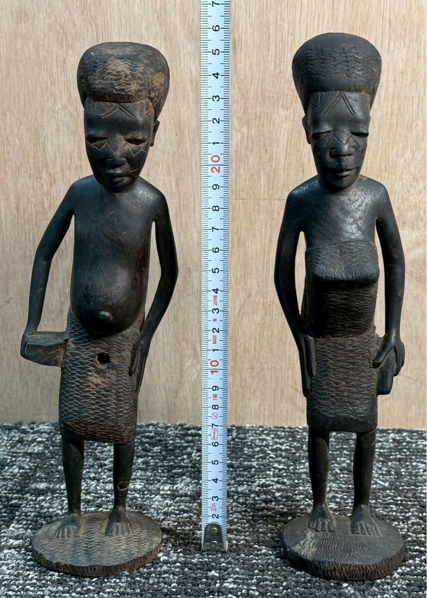 20260129-13 長期保管品　 木彫 人形　民族工芸　置物　レトロ インテリア　 オブジェ