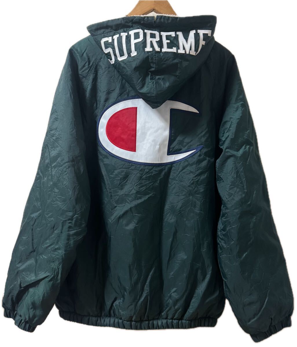Supreme × Champion シュプリーム チャンピオン size L Sherpa Lined Jacket シェルパライン フード ジャケット グリーン 緑