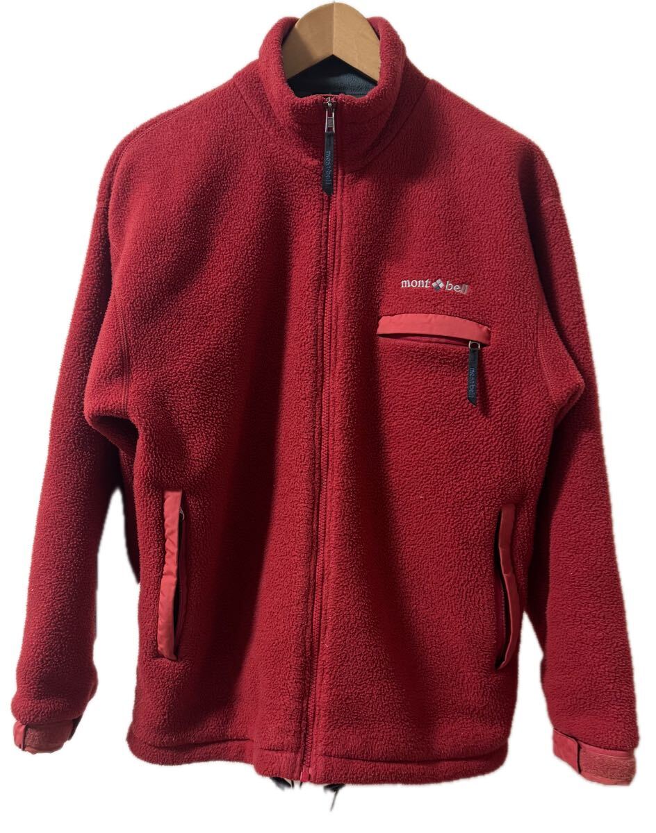 mont-bell モンベル クリマプラス ポーラテック フリース ジャケット size S 赤 レッド GORE WIND STOPPER ゴア ウィンドストッパー 