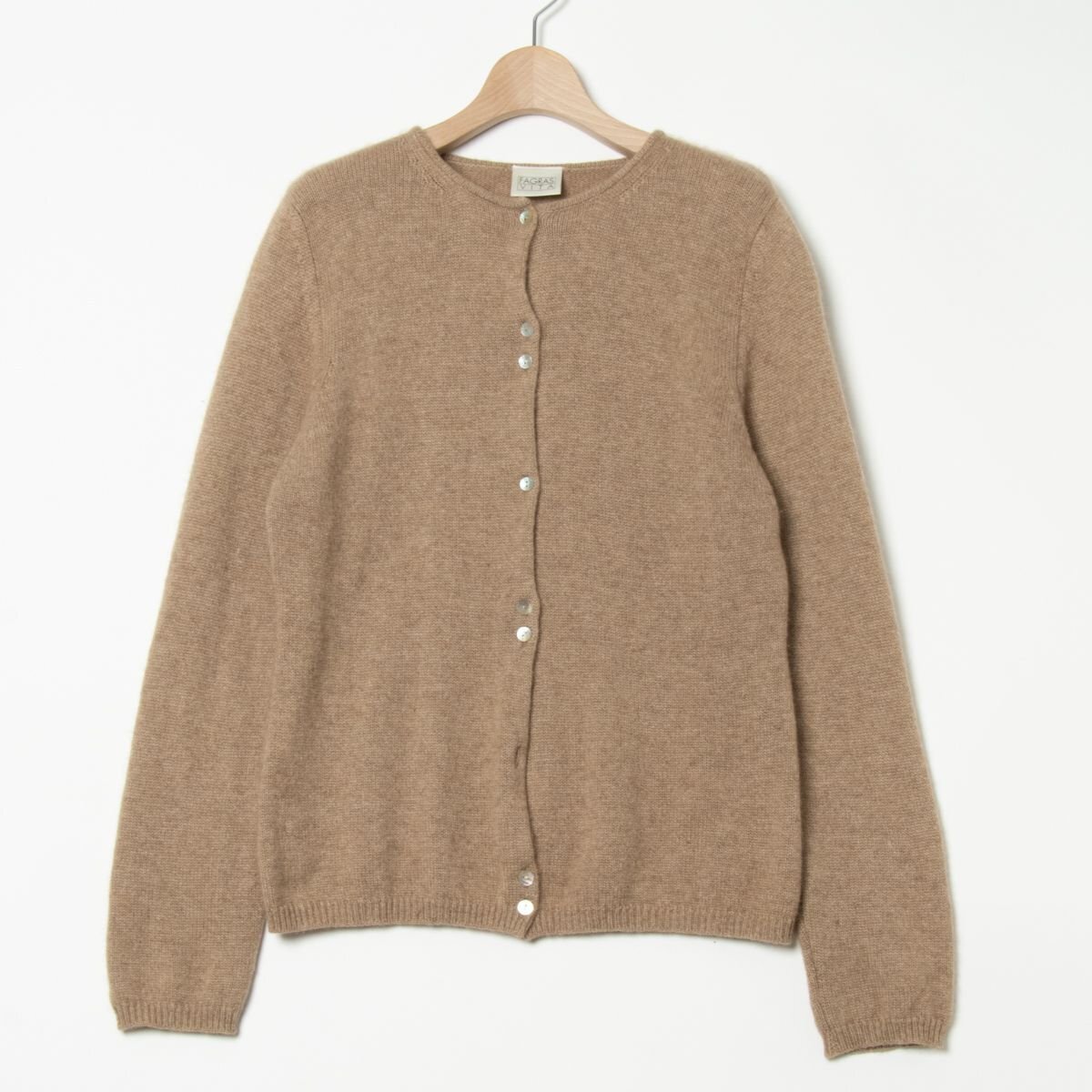 FAGRAS VITA ファグラスヴィータ カシミヤ100％ クルーネックカーディガン レディース 38サイズ ナチュラル 秋冬 ベージュ 長袖ニット