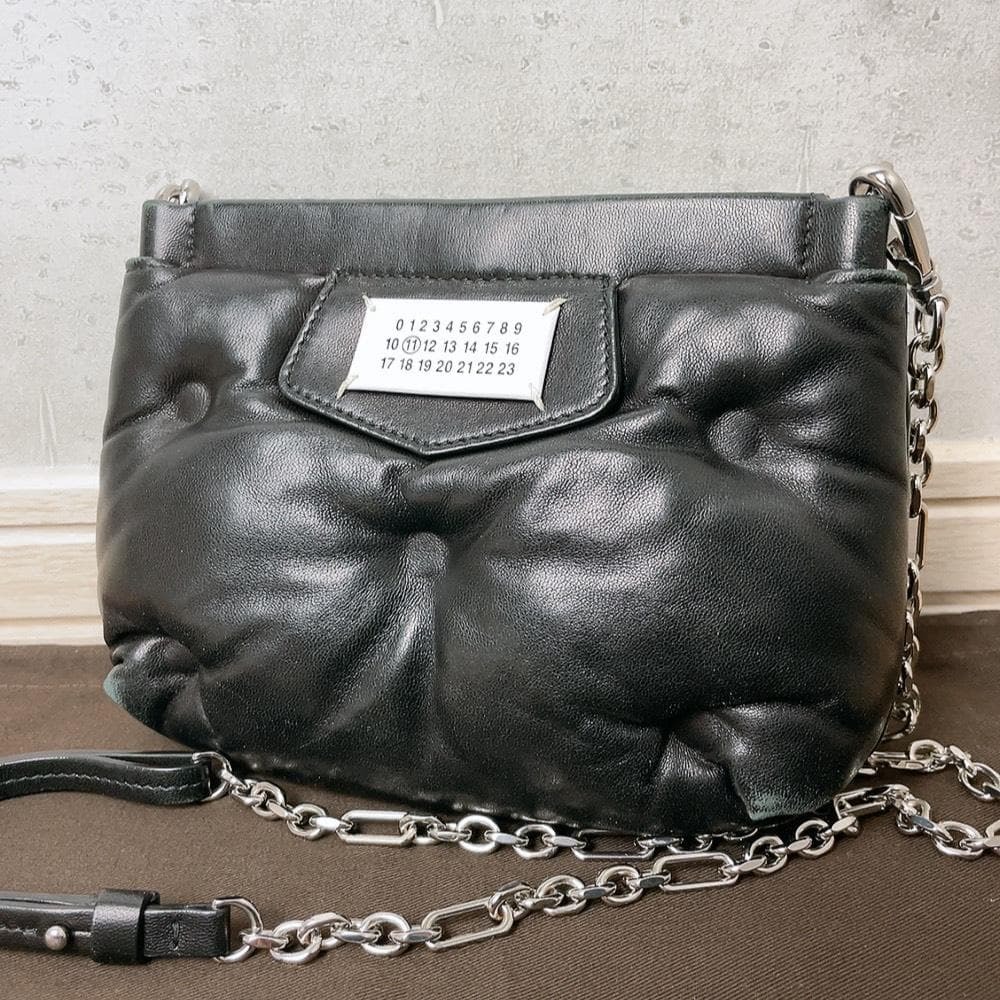 Maison Margiela メゾン マルジェラ グラムスラム ミニ ブラック チェーン ショルダーバッグ 黒 キルト キルティング 金具 ラムレザー 本革