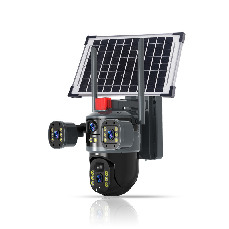 防犯カメラ 屋外 上下ソーラー2台のカメラ 3画面 4K wifi ワイヤレス IP66防水 人体検知 双方向通話 遠隔監視 録画機能 無線