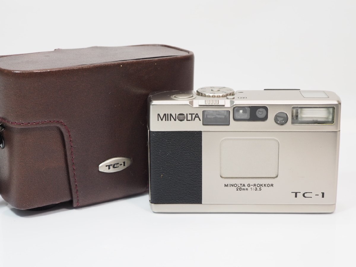 【 作動良好 】MINOLTA TC-1 G-ROKKOR 28mmF3.5 高級コンパクト 別売革ケース付 ミノルタ [管MI7938