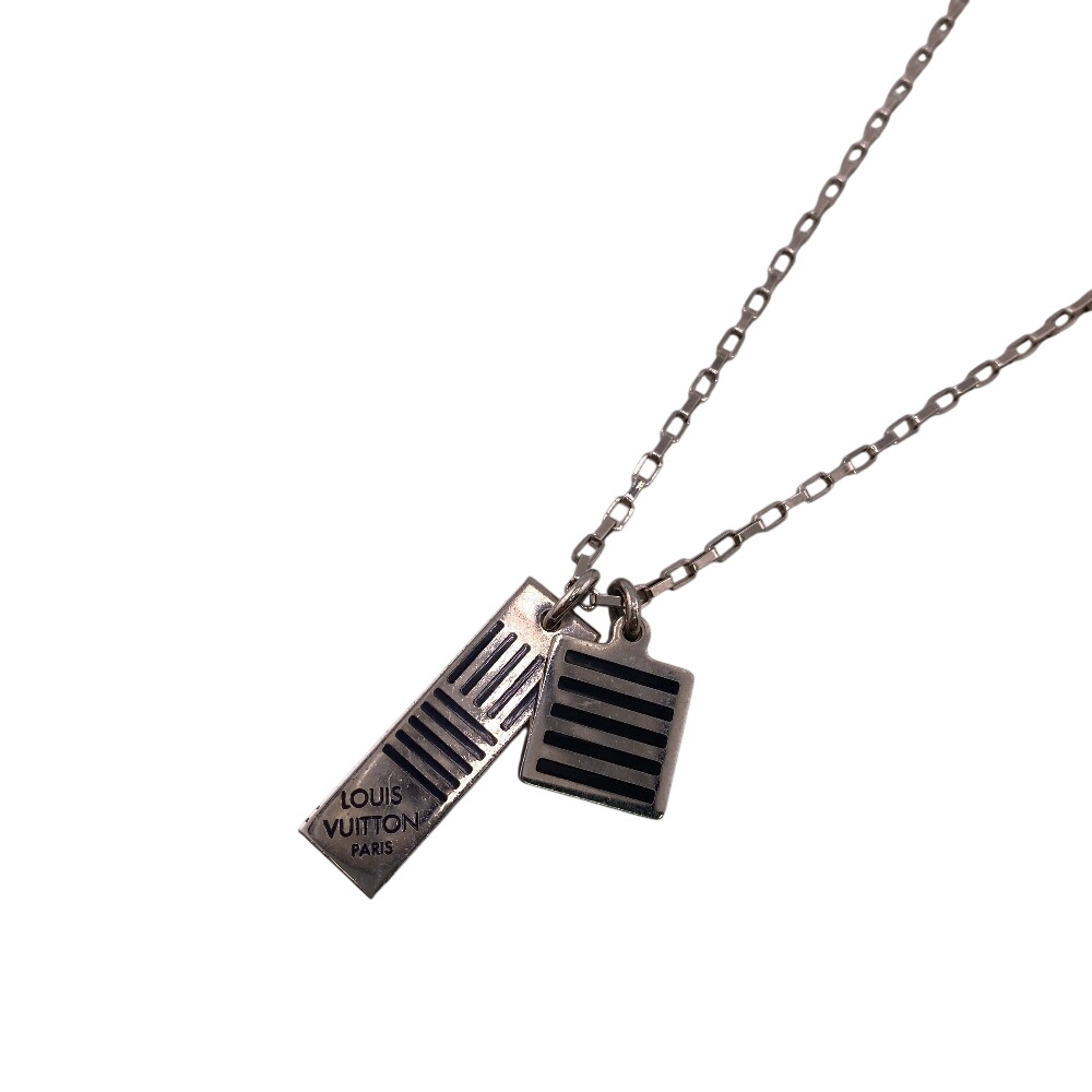 LOUIS VUITTON ルイヴィトン M62490 コリエ ダミエカラーズ ダミエ メタル ネックレス シルバー レディース