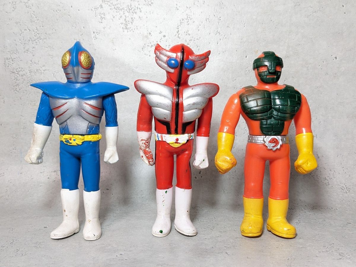 N507 ソフビフィギュア3体 タカトク 超神ビビューン ガッシンセット 超神ビビューン バシャーン ズシーン/60