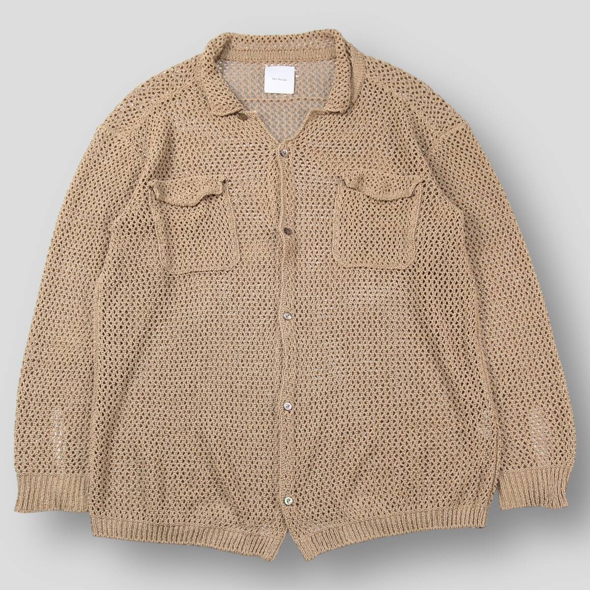 美品 Kota Gushiken コウタグシケン 23SS Shirt for Taiga KGSS23-K07 2 Brown Taiga Takahashi 和紙 ニット 長袖 シャツ メッシュ SSM6974