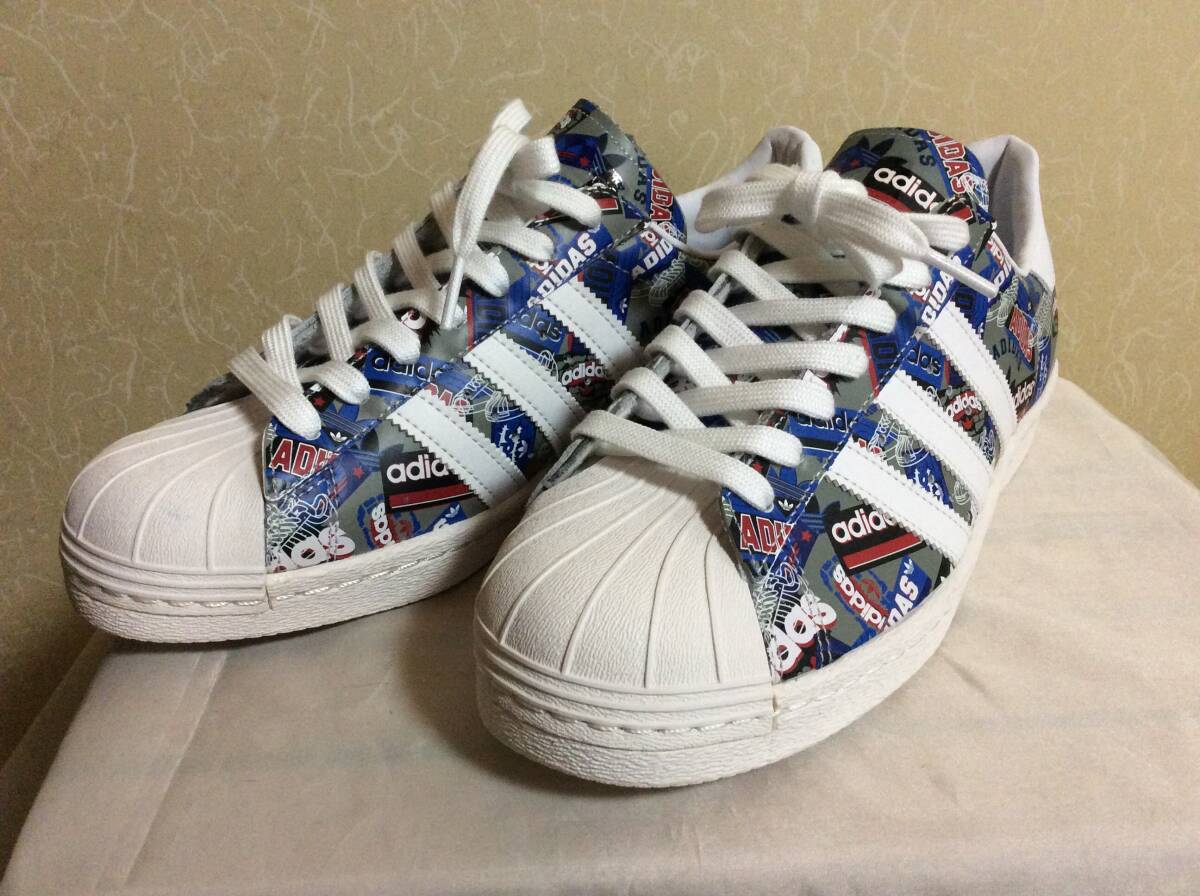 ◎　2014年　限定　adidas　スーパースター　80ｓ　NIGO　25　総柄　天然皮革　箱無し　個人保管　未使用　　　　　　26.0㎝