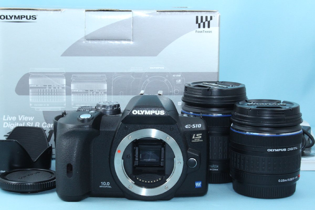 美品 OLYMPUS E-510 ダブルズームキット 返品保証 シャッター回数 約1110回 オリンパス 一眼レフデジタルカメラ