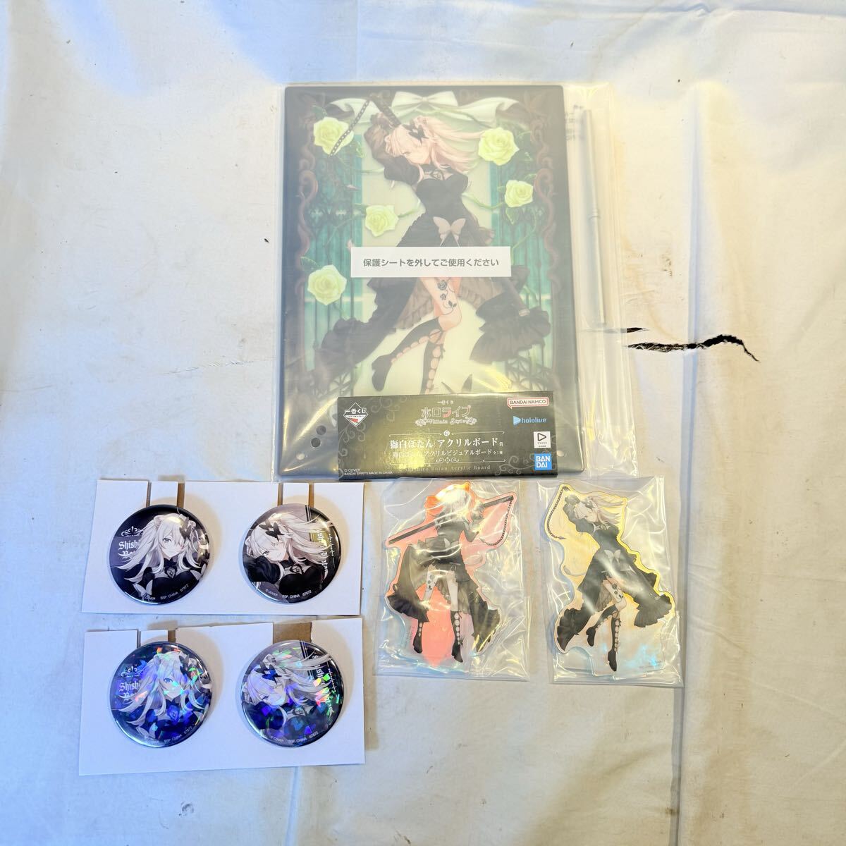 一番くじ　ホロライブ　Villain Style 獅白ぼたん　セット　缶バッジ　アクリルスタンド　アクリルボード