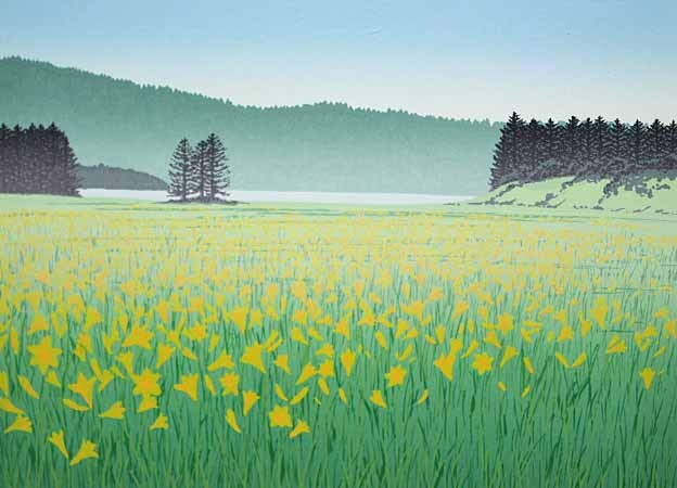 ■★小暮真望【大江湿原 ニッコウキスゲ】シルクスクリーン 直筆サイン エディション有り