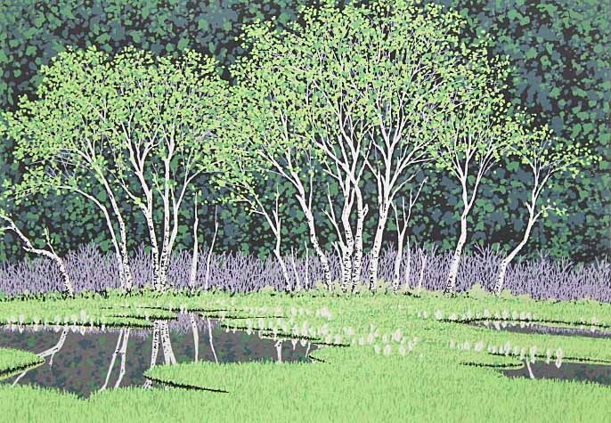 ■★小暮真望 【芽吹きの拠水林】 シルクスクリーン 直筆サイン エディション有り