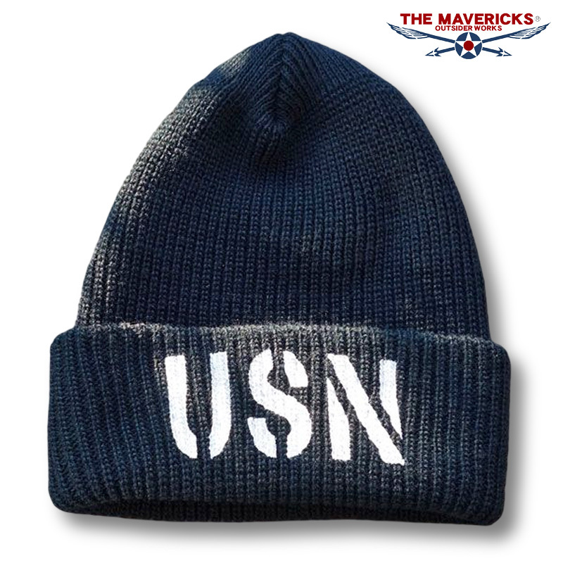 アメリカ製 ワッチキャップ ニットキャップ 新品 USN ミリタリーキャップ ニット帽 ネイビー 濃紺