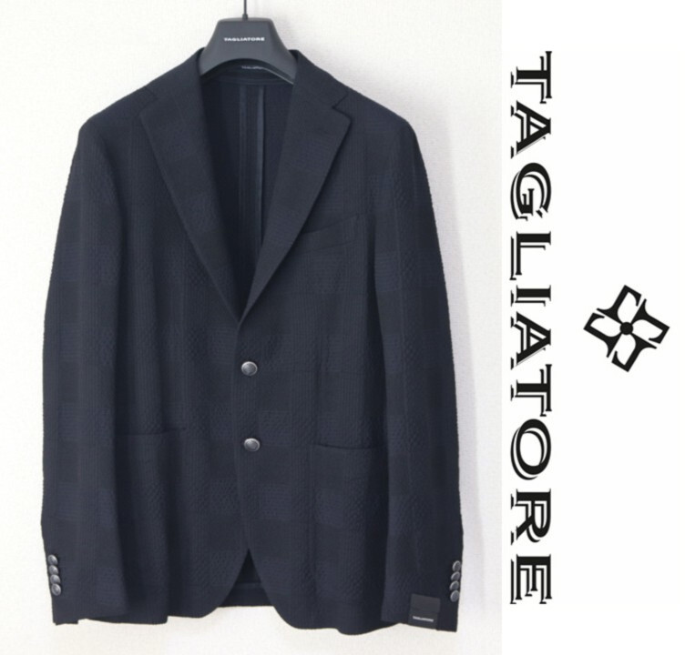 121,000円新品タグ付き【TAGLIATORE タリアトーレ】DAKARモデル シャドーチェック柄 ジャケット 紺 46 v7972