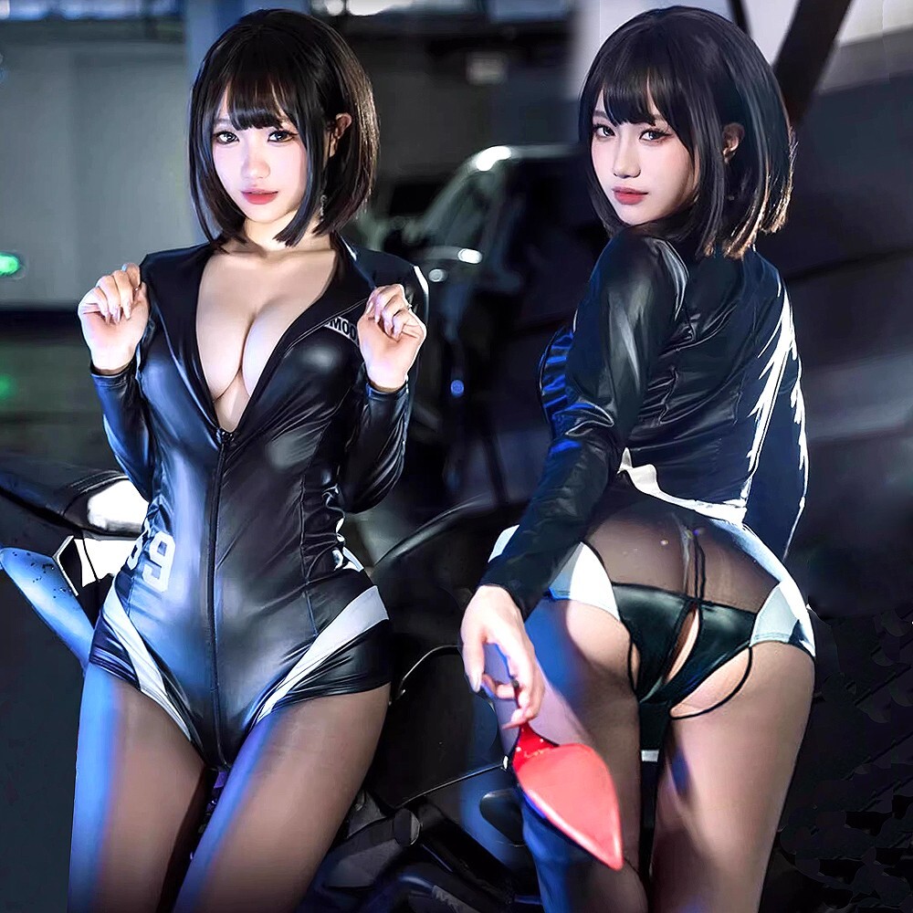 超セクシー メッシュ切り替え光沢レザー レオタード ボディースーツ コスプレ RQレースクイーン女王様仮装 コスチューム