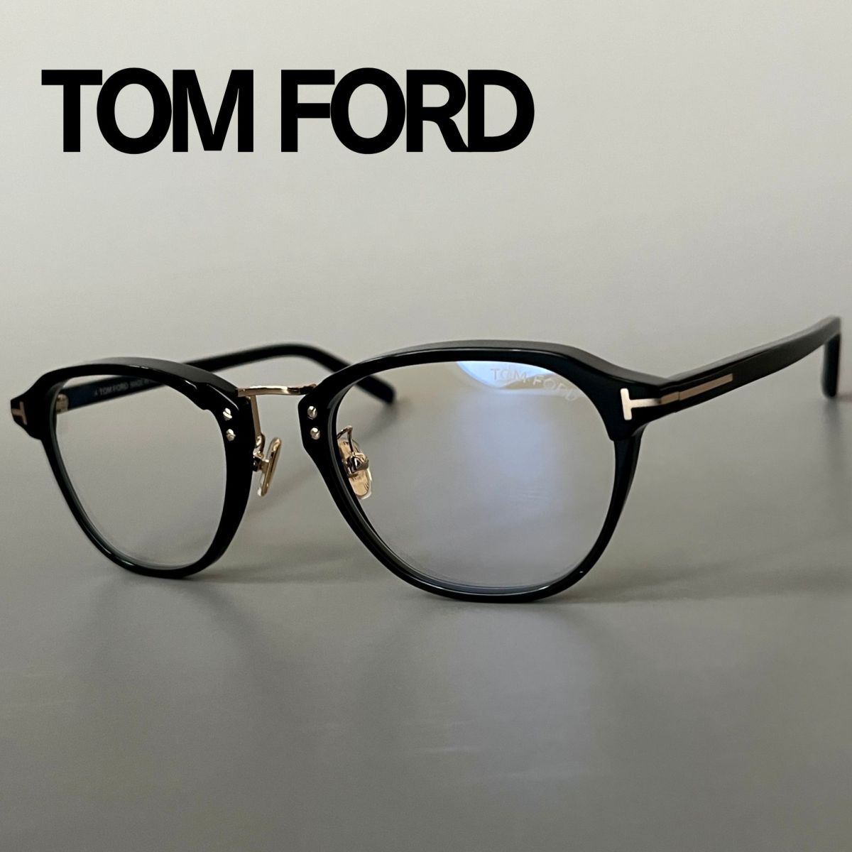 トムフォード メガネ TOM FORD アジアンフィット ボストン ブラック ゴールド イタリア製 シンプル 黒 金 スタイリッシュ スマート 高級感
