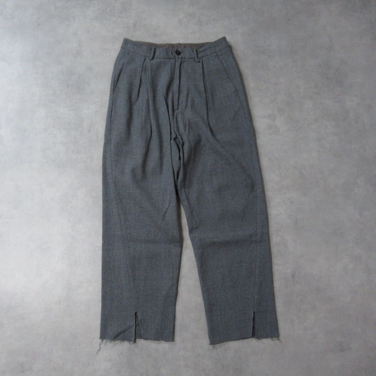 【 bukht 】 / ブフト ワイド テーパード ウール スラックス パンツ グレー デザイン トラウザー メンズ S-Mサイズ きれいめ タック