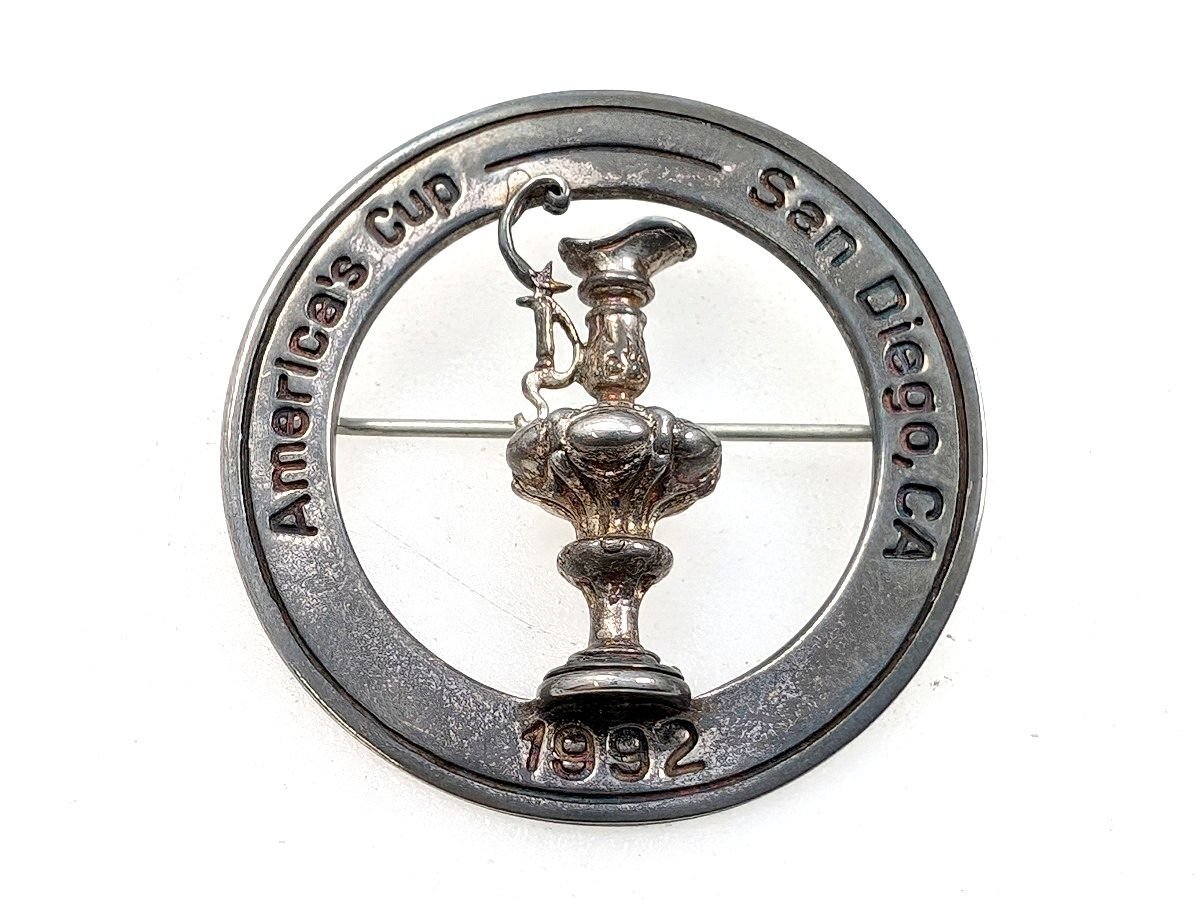 希少 AMERICA‘S CUP FRANCE アメリカズカップ シルバー STERLINGSILVER SV925 1992 ブローチ 総重量 約11g[03-7488