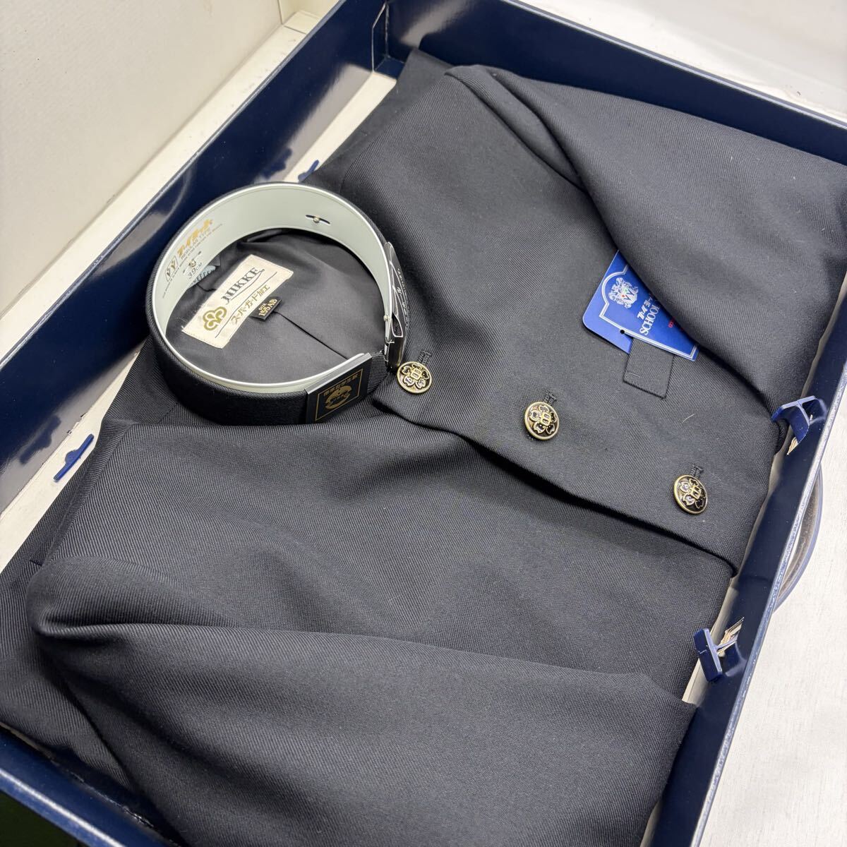 【新品未使用※衣料品店在庫品】NIKKE 155AB 男子学生服 上衣 学ラン ブラック 箱付き 学生服 当時物 u1656