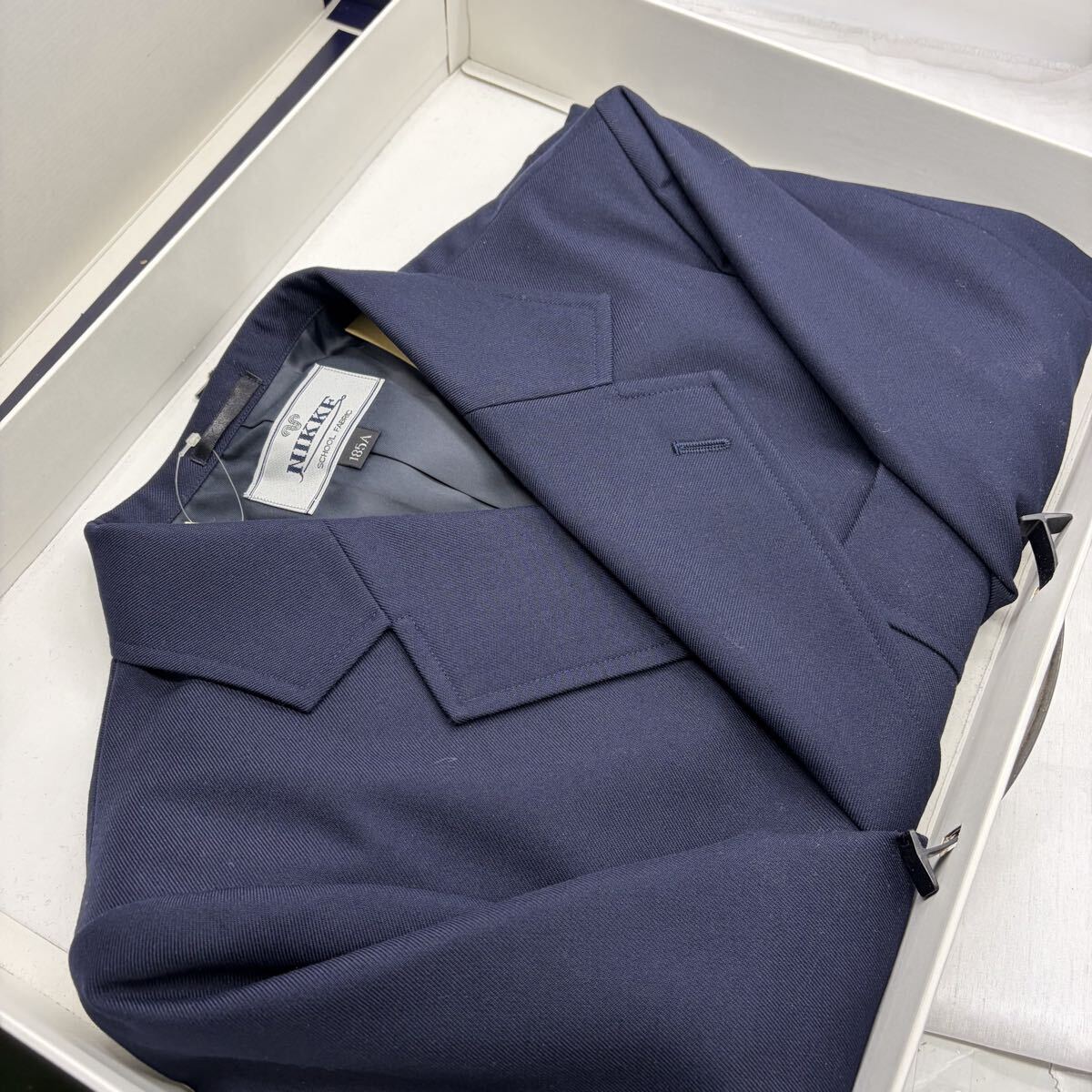 【新品未使用※衣料品店在庫品】185A NIKKE 男子学生服 上衣 ネイビー系 ブレザー 箱付き 学生服 当時物 u1650