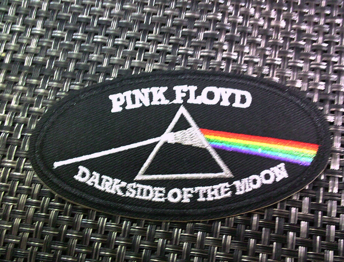  《黒虹PF楕円》黒楕円 虹◆新品ピンク・フロイド PINK FLOYD イングランド ロックバンド 刺繍ワッペン■洋服・衣類・衣服DIY