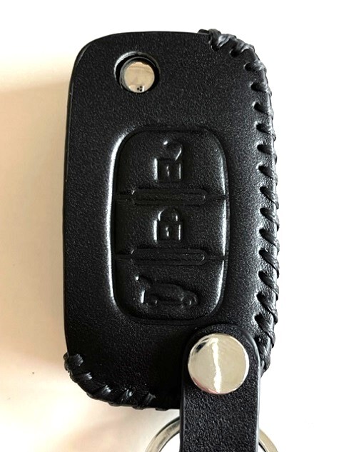 牛革ぴったり収まる ルノー スマートキーケース 3ボタン 黒色縫い糸黒 ルノー キーケース カングー キーケース トゥインゴ キーケース 1