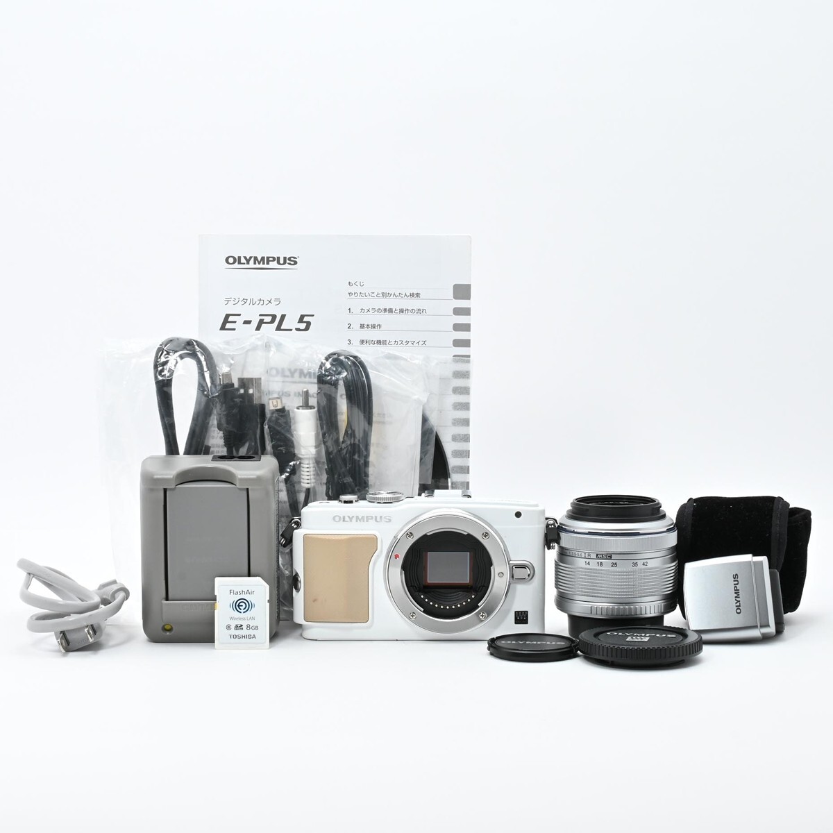 1157＜良品＞ OLYMPUS ミラーレス一眼 PEN Lite E PL5 レンズキット ホワイト E PL5 LKIT WHT