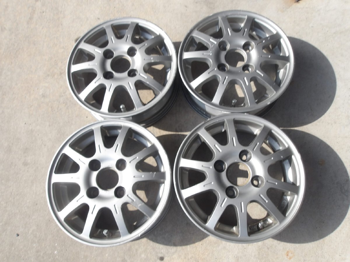 (R08/01/28) ● 12インチ / 社外アルミホイール / 12X4.00B+42 / 4H PCD100 / 4本 / 中古 / ※センターキャップ欠品
