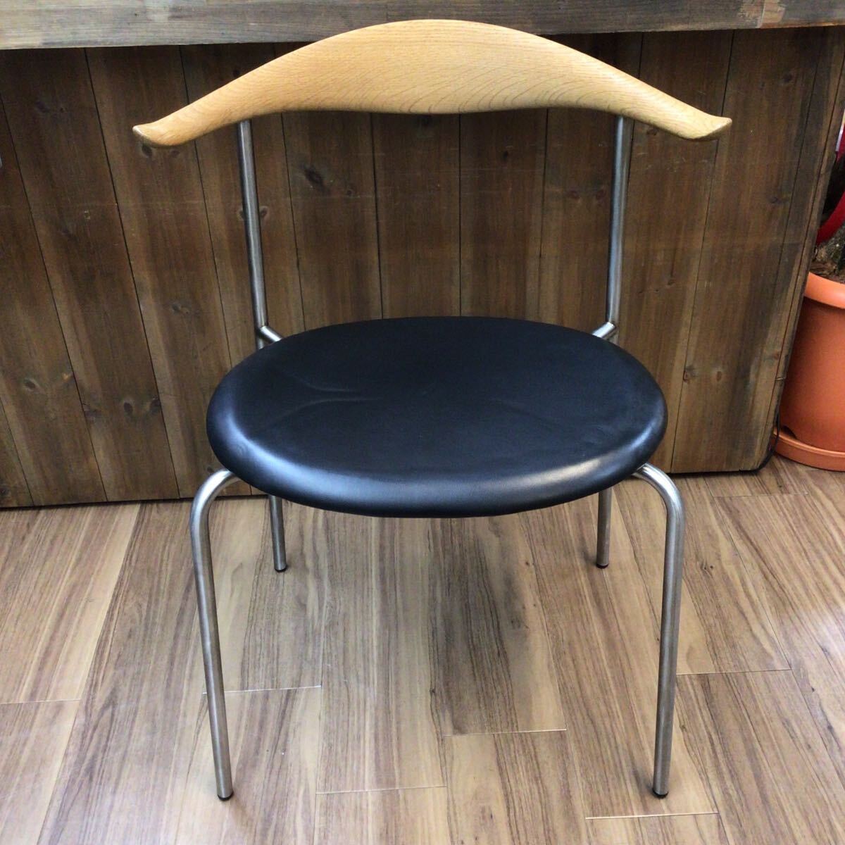 ②カールハンセン＆サン CARL HANSEN＆SON CH88P チェア オーク材 ブラックレザー スタッキング可 展示品 引取歓迎 ダイニング デスク