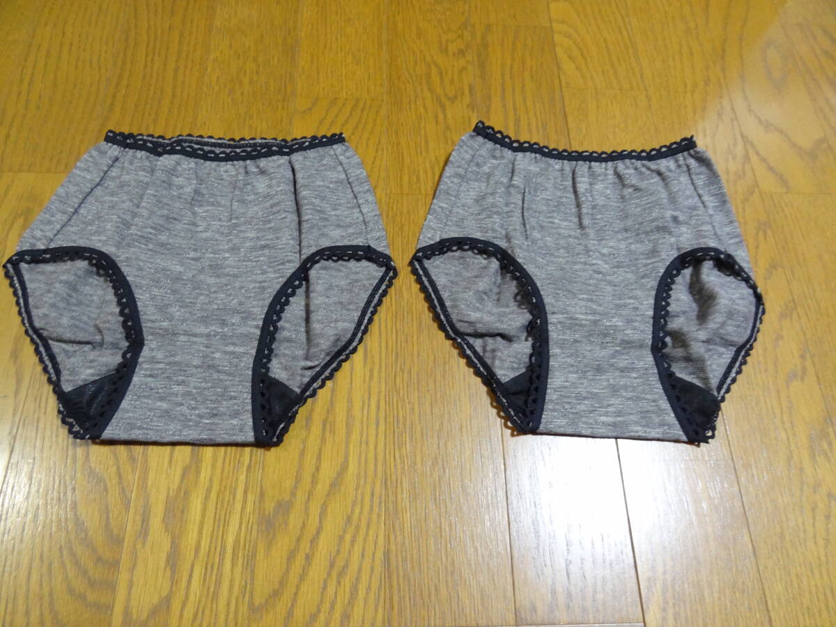 ☆未使用！ レディース　女性用　ジュニア　下着 インナーウエア　サニタリーショーツ　2枚セット　SS　グレー系　綿１００％日本製 森③☆