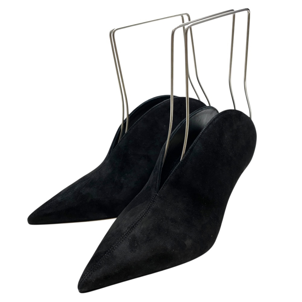 未使用 ジミーチュウ ポインテッドトゥパンプス ヒール パンプス ブラック レザー スエード JIMMY CHOO [サイズ36 (約23cm)]