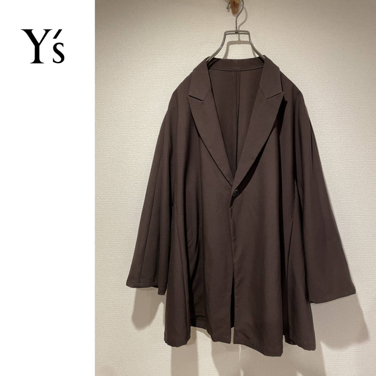 ◯ Y's Yohji Yamamoto フレア テーラード ジャケット / ワイズ ヨウジヤマモト ドレープ コート アンコン ブラウン Ladies Mens #Sirchive