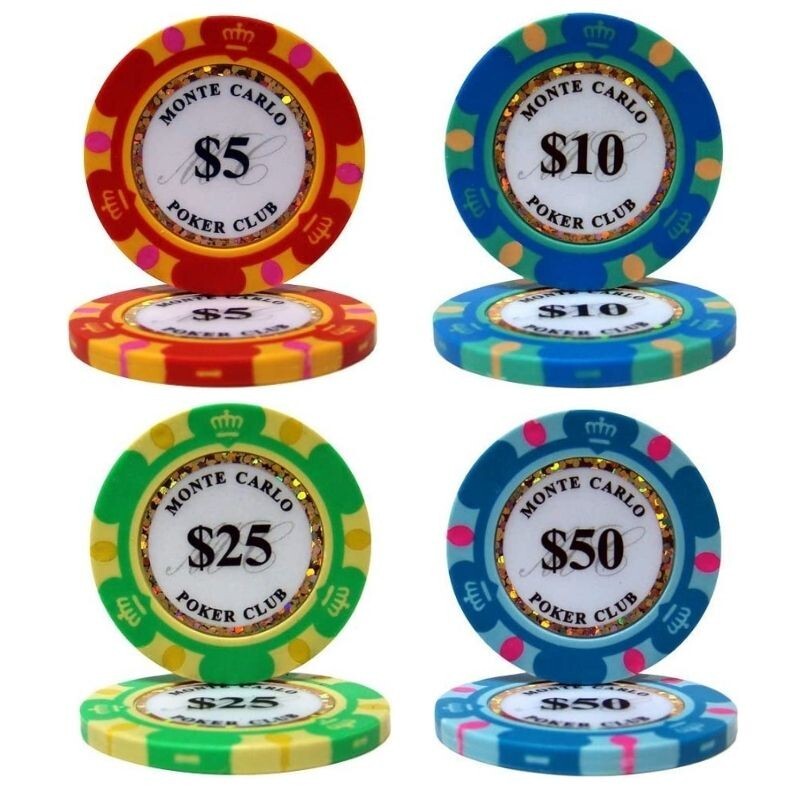 $5×50枚 $10×25枚 $25×50枚 $50×25枚 合計150枚セット ポーカーチップ モンテカルロ カジノ コイン クレイ プラスチック