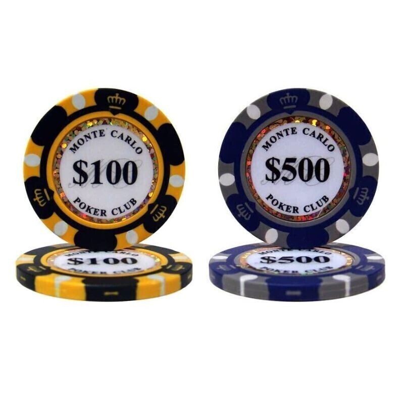50枚セット $100×25枚 $500×25枚 ポーカーチップ モンテカルロ カジノ コイン クレイ プラスチック ゴルフ ボール マーカー