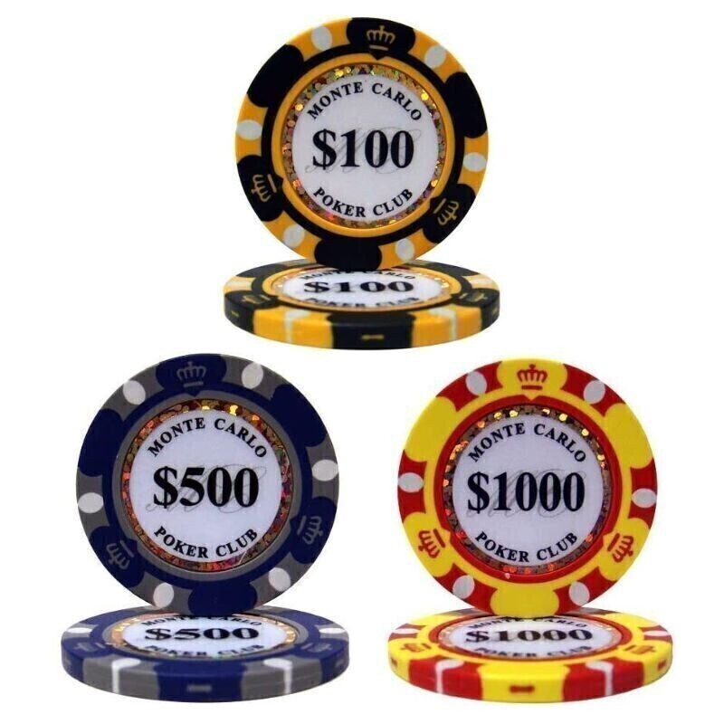 75枚セット ポーカーチップ モンテカルロ カジノ コイン クレイ プラスチック ゴルフ ボール マーカーグリーンマーカー ギャンブル