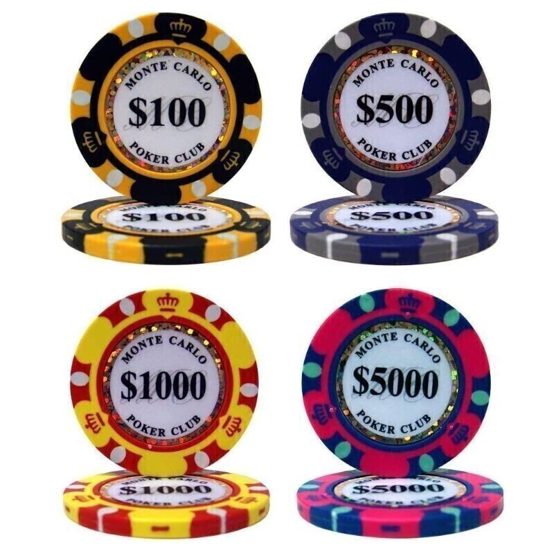 200枚セット ポーカーチップ モンテカルロ カジノ コイン クレイ プラスチック ゴルフ ボール マーカーグリーンマーカー ギャンブル