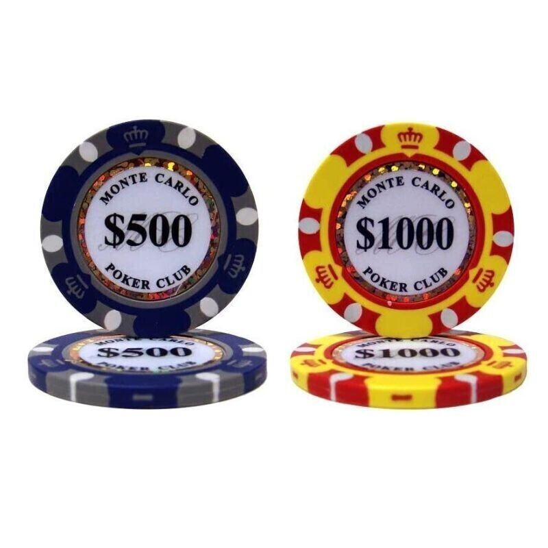 $500×25枚 $1000×200枚 225枚セット ポーカーチップ モンテカルロ カジノ コイン クレイ プラスチック