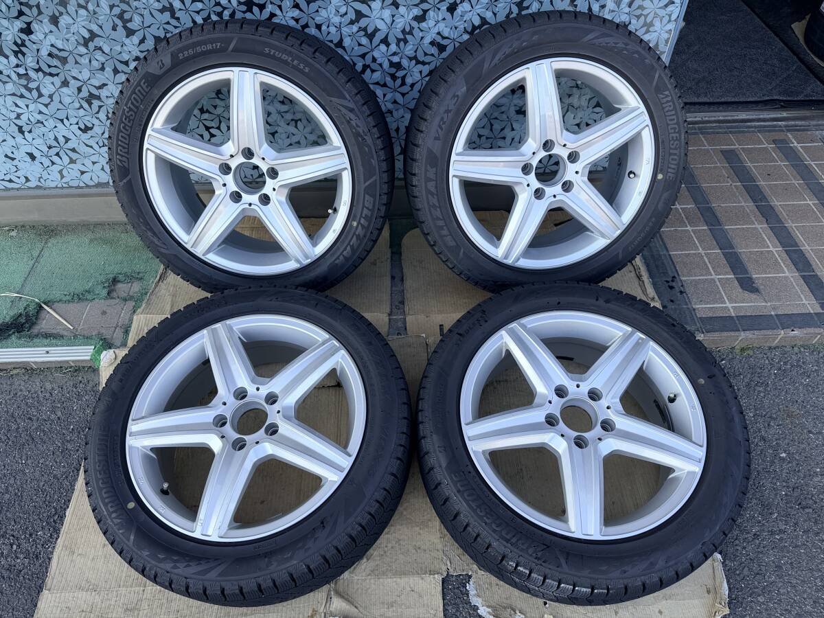 アルミホイール 17インチ 7J +48 PCD112 5穴/BS ブリザック VRX3 225/50R17 2021年製 4本セット #670-1