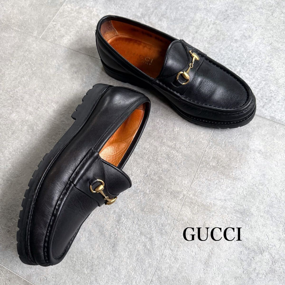 GUCCI グッチ ホースビットローファー レザー ブラック ゴールド金具 35 1/2 22.5cm レディース