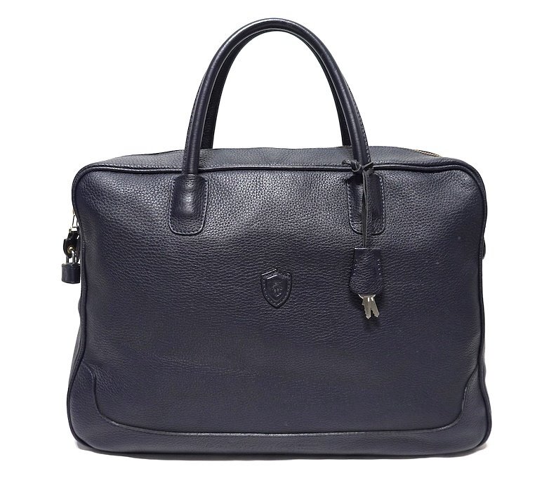 定価13.6万 美品 FELISI フェリージ シュリンクレザー ブリーフバッグ トートバッグ 01/34/1/LD+DS ネイビー オールレザー ビジネスバッグ