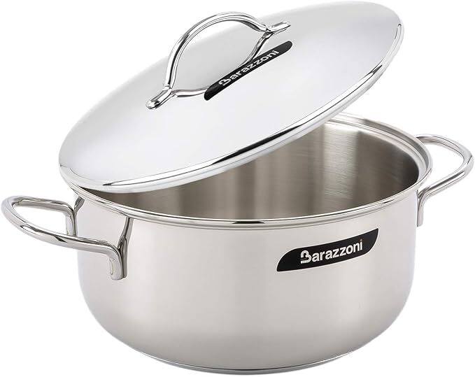 ①【店頭展示未使用品】両手鍋 ステンレス 12×H6.4cm 蓋付 キャセロール BONITA 266602012　Barazzoni(バラゾーニ)イタリア