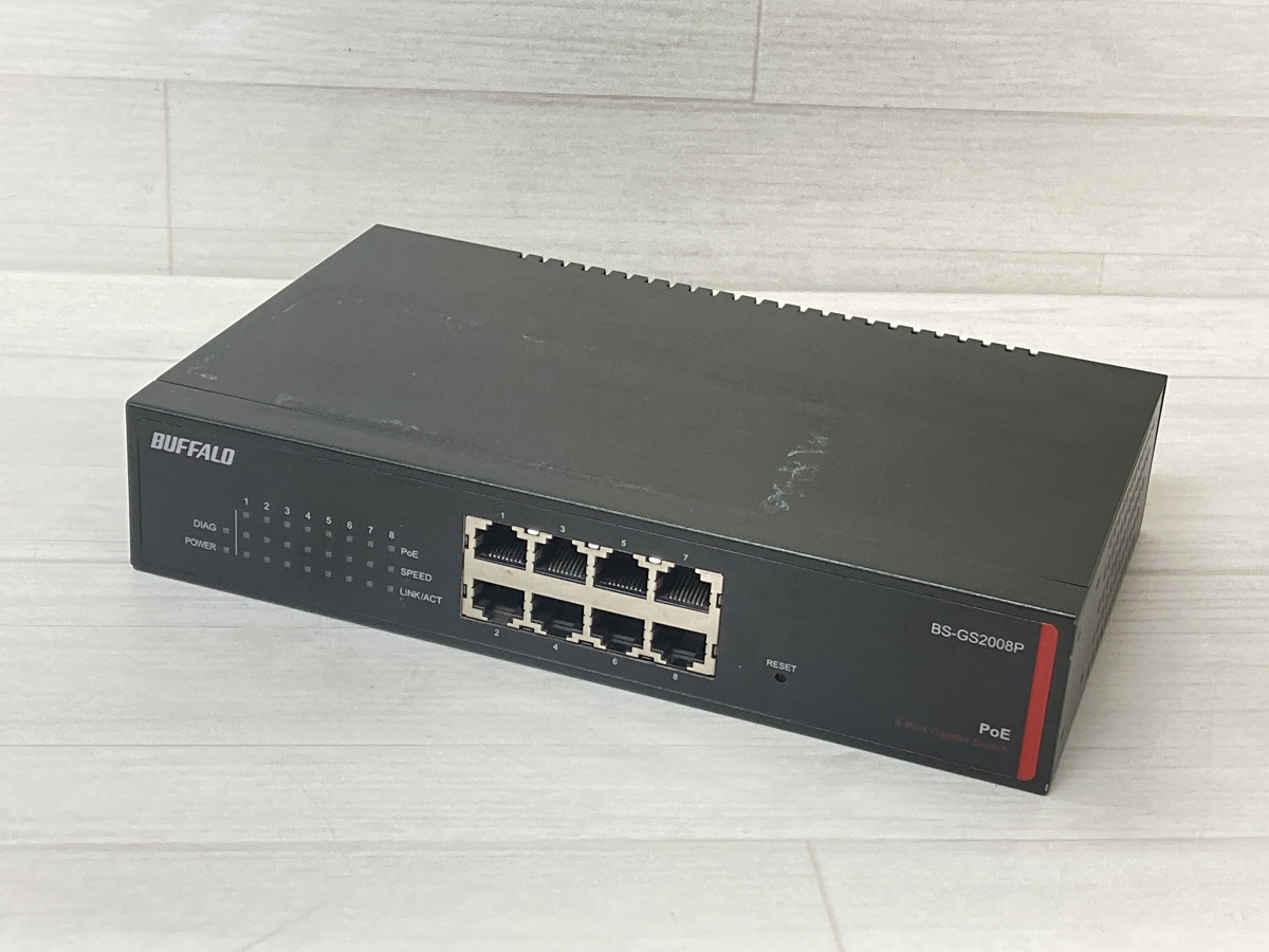 BUFFALO BS-GS2008P 8ポートスイッチングハブ PoE ※通電済み※ACなし OE-②