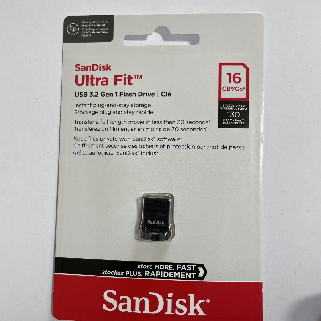 16GB サンディスク USBメモリー 極小 USB3.1 フラッシュドライブ ULTRA Fit 読取最大130MB/s SDCZ430-016G-G46