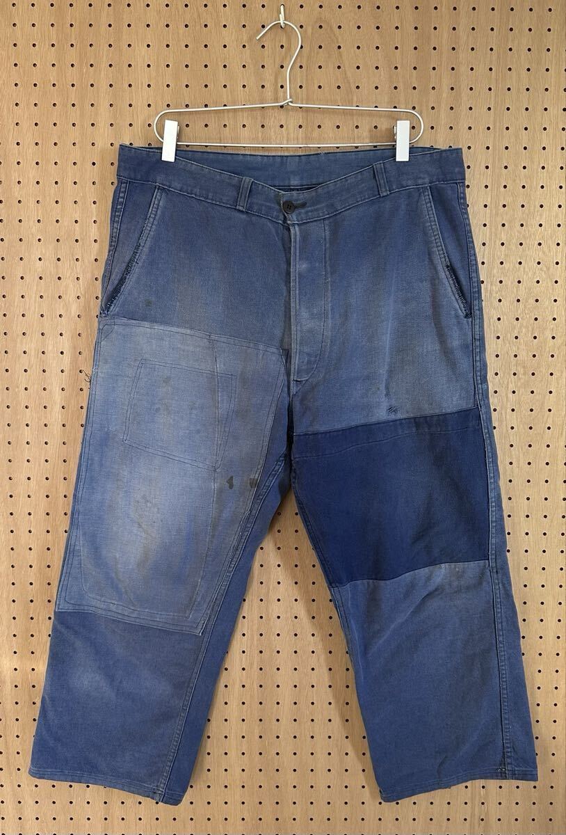 SANFOR ワークパンツ コットンツイル ユーロビンテージ フェード リペア ユーロ古着 ダメージ