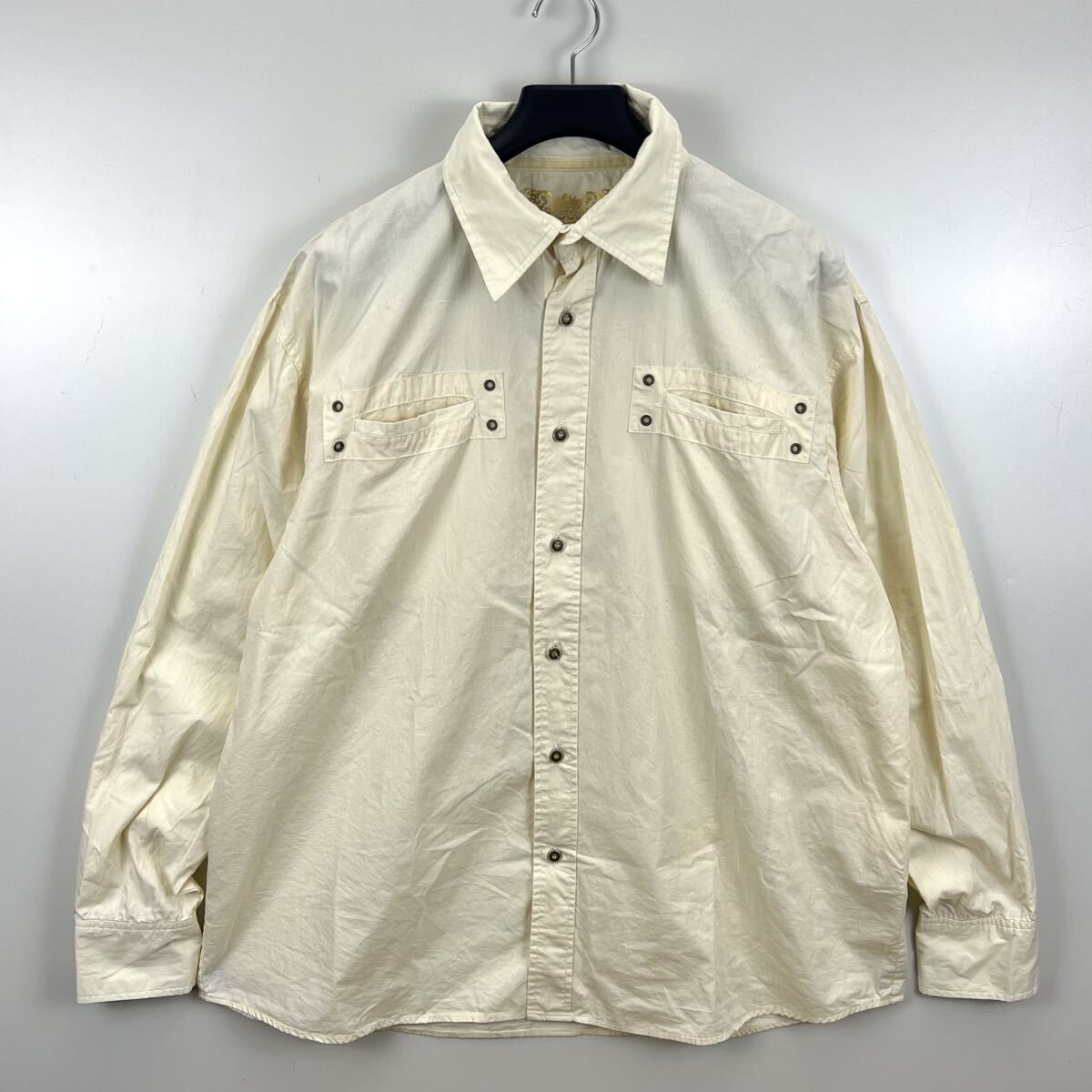PELLE PELLE 00s B-BOY archive back stitch L/S shirts 2XL ペレペレ 刺繍 長袖シャツ オールド B系 ヒップホップ ブリンブリン