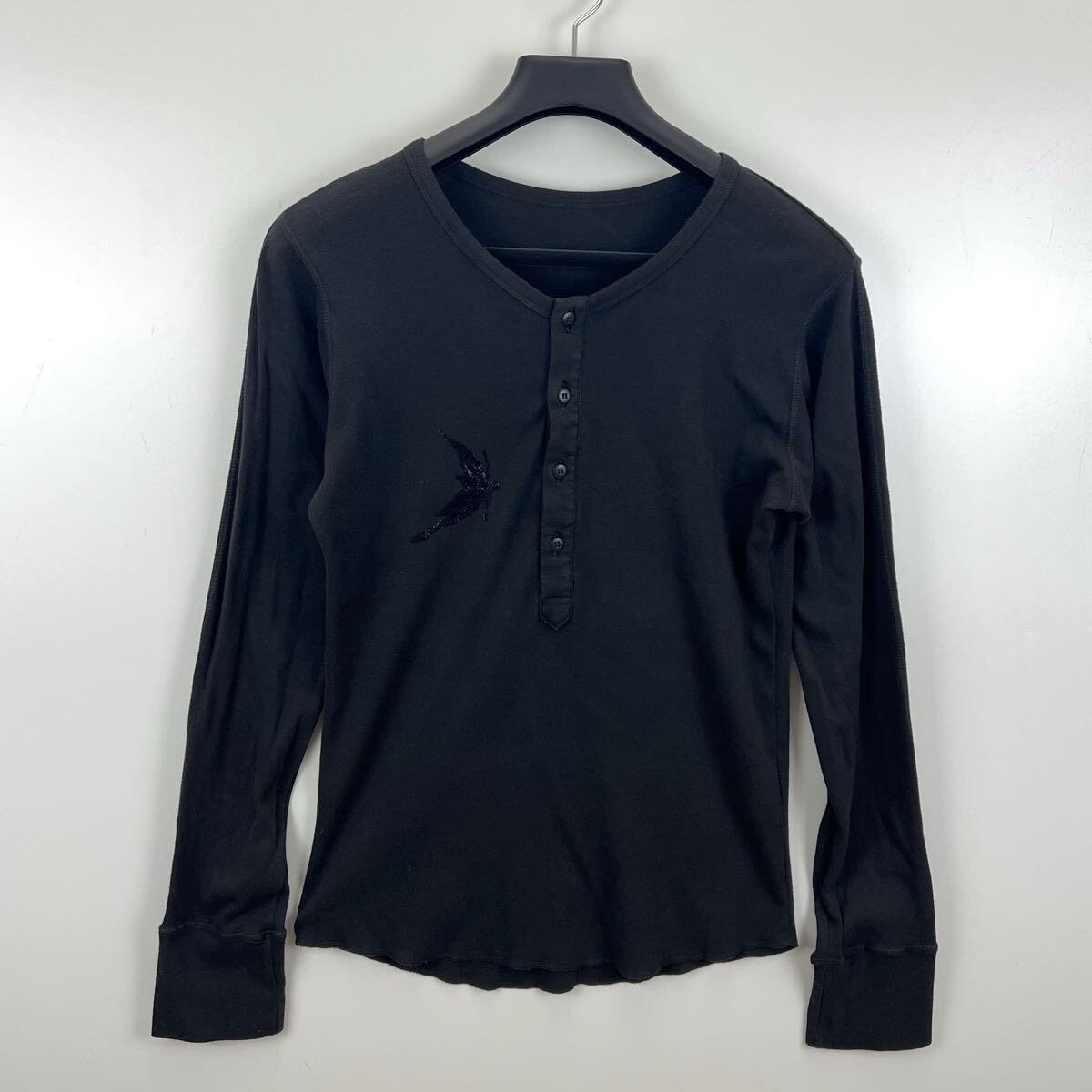 kiryuyrik y2k archive henry cotton L/S tee S キリュウキリュウ パピヨン 長袖Tシャツ ヘンリーネック ラバープリント 希少 レア 季栁