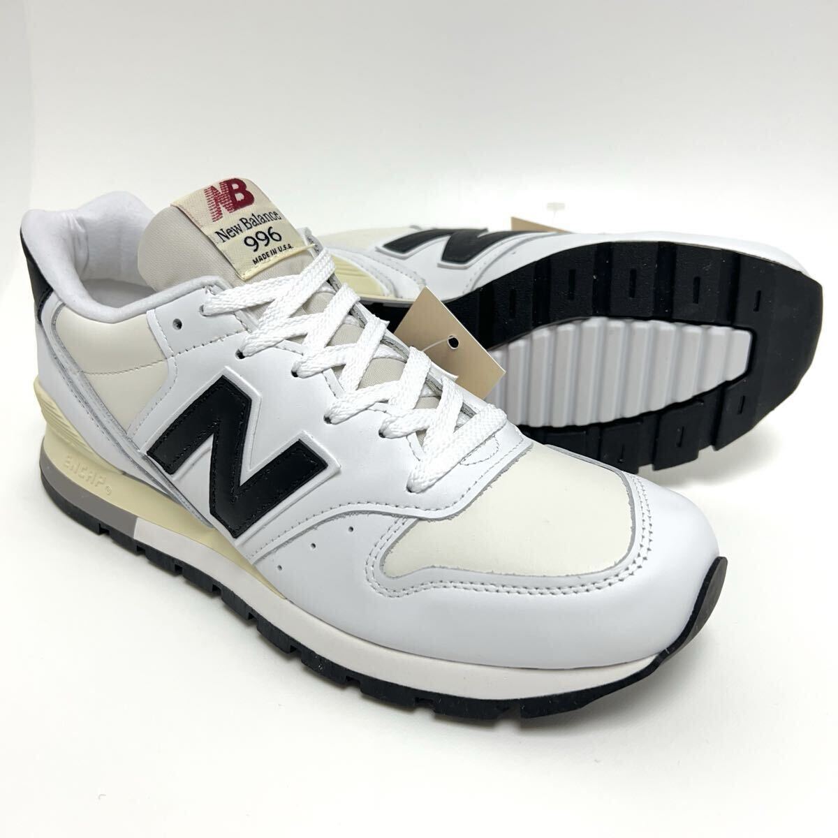 27cm◆未使用◆ ニューバランス U996TC Made in USA レザー スニーカー ホワイト NewBalance U996 996 TC アメリカ製 白 USA製 白黒