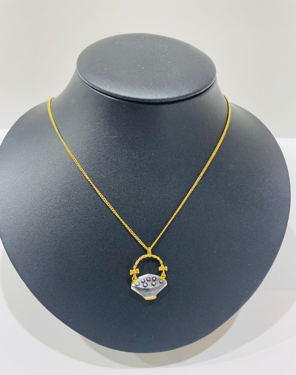 ★【店頭買取品/中古品】 SWAROVSKI スワロフスキー　バッグ型ネックレス　バッグモチーフ　ラインストーン　ゴールド系